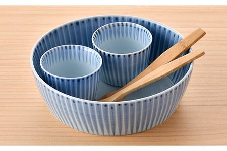 【波佐見焼】十草 丸 大鉢 1点 そばちょこ 2点（青色） 食器 皿 【大新窯】 [DC88]  波佐見焼
