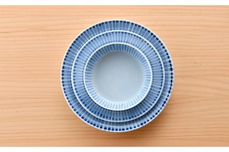 【波佐見焼】十草 プレート （19cm・24cm）・ボウル 小 3点セット（青色） 食器 皿 【大新窯】 [DC97]  波佐見焼