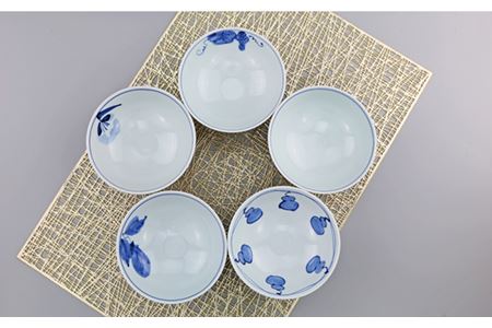 【波佐見焼】古伊万里 青磁絵（手描） 茶漬 5客揃 A 茶碗  食器 皿 【不二商店】 [UC13] 波佐見焼