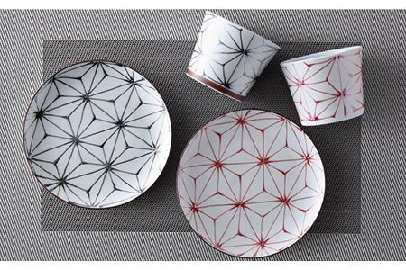 【陶器市特集】【波佐見焼】Sweet麻シリーズ マルチカップ・ソーサー （黒・赤） 4点セット 小鉢 小皿 ケーキ皿 食器 皿 【まるしん】 [WD31]  波佐見焼