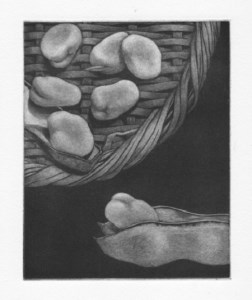銅版画　～そら豆と笊～　（額縁入り）【137】