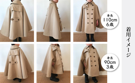 The Trench　トレンチコート　子供用＜カーキ＞　【子供用 トレンチコート コート 撥水性 汚れ防止 ギャバジン ライナー付き 水牛ボタン 職人 手作業 １着１着お仕立 青森県 贈り物 贈答 ギフト プレゼント 】  【02402-0165】