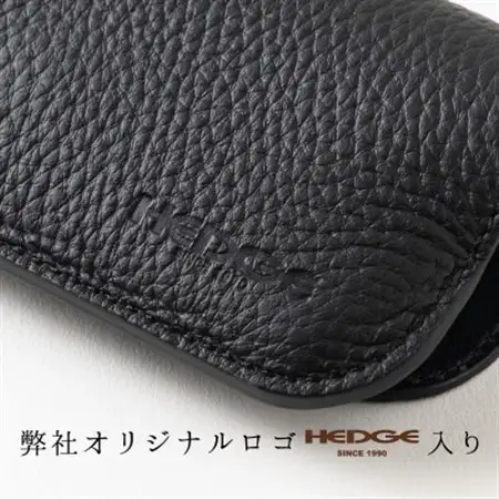 HEDGE　国産シュリンク型押し牛革　メガネケース(ブラック)【1283103】