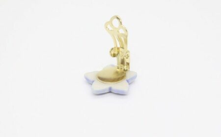 【美濃焼】 ききょう イヤリング 紺色 瑞浪市 / TILEmade タイル アクセサリー ハンドメイド [AZCD011]