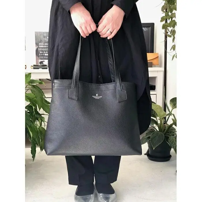 革職人が作った　本革トートバッグ　M　シュリンクブラック