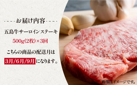 【3回定期便】五島牛 サーロインステーキ500g（250g×2枚） 五島市/ニク勝[PBF009]  サーロイン ステーキ 肉 ジューシー 牛肉 五島牛 国産