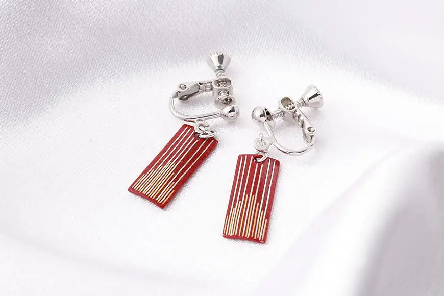 【中嶋象嵌】長四角　ピアス〈ライン〉