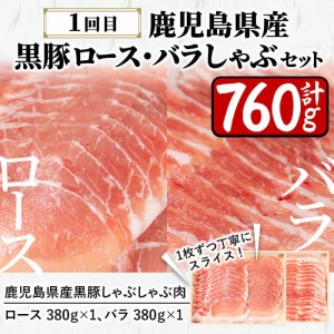 【定期便・全2回】A5等級の鹿児島県産黒毛和牛と黒豚のしゃぶしゃぶ定期便 t0033-003