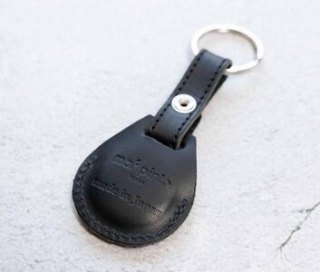 エアタグ用 キーホルダー カバー レザー 本革 キーリング apple airtag 【ブラック】