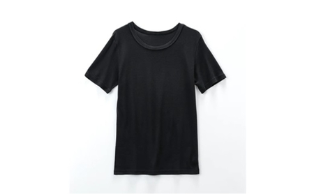 《絹生活研究所》インナー／メンズ／半袖／黒（2サイズ） インナーウェア 下着 肌着 Tシャツ ファッション 服 男性  Lサイズ