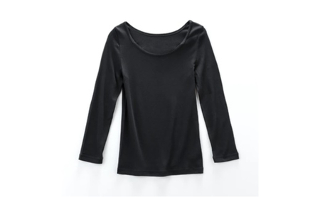 《絹生活研究所》インナー／レディース／8分袖／ブラック インナーウェア 下着 肌着 ファッション 服 女性  Mサイズ