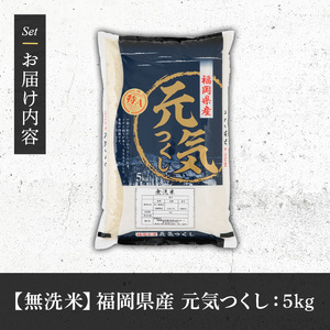 《無洗米》福岡県産ブランド米「元気つくし」(5kg) 無洗米 米 お米 おこめ ごはん げんきつくし ご飯 常温 福岡県産 ブランド米 常温 常温保存 おにぎり おむすび お弁当 ライス【朝ごはん本舗】as05-057