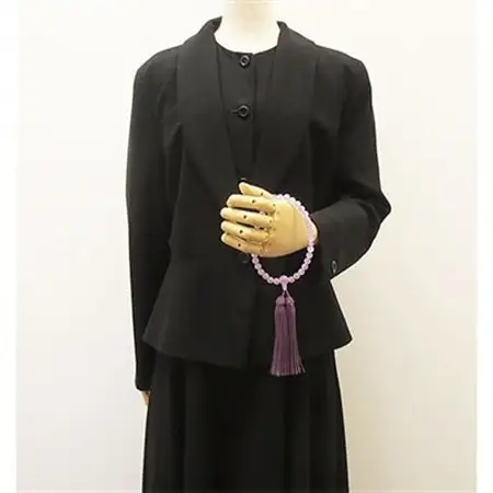女性用数珠(念珠)　藤雲石　共仕立　正絹藤房　桐箱入【1090631】