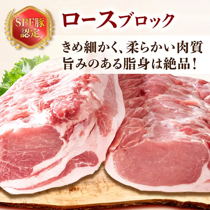 山形県庄内SPF豚 最上川ポークロースブロック 4kg（2kg×2）国産 豚肉 冷蔵便