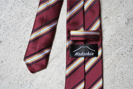 【Hadashin】トップ糸ネクタイストライプ (ワイン)　ネクタイ シルク プレゼント フォーマル ビジネス