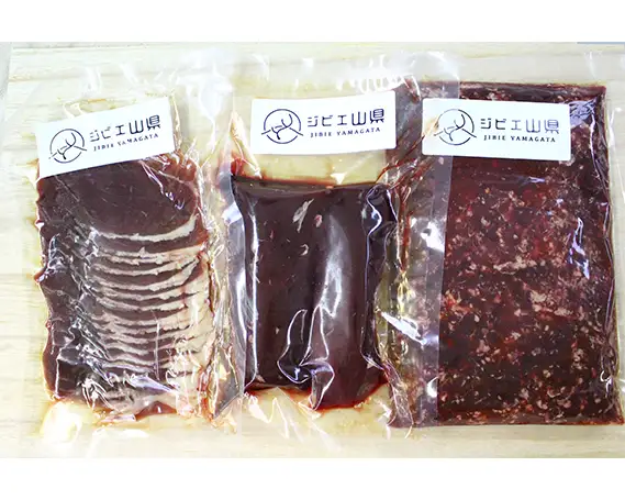 安心安全　ジビエシカ肉セット　スライス・ミンチ・ブロック　約450g [No.403]