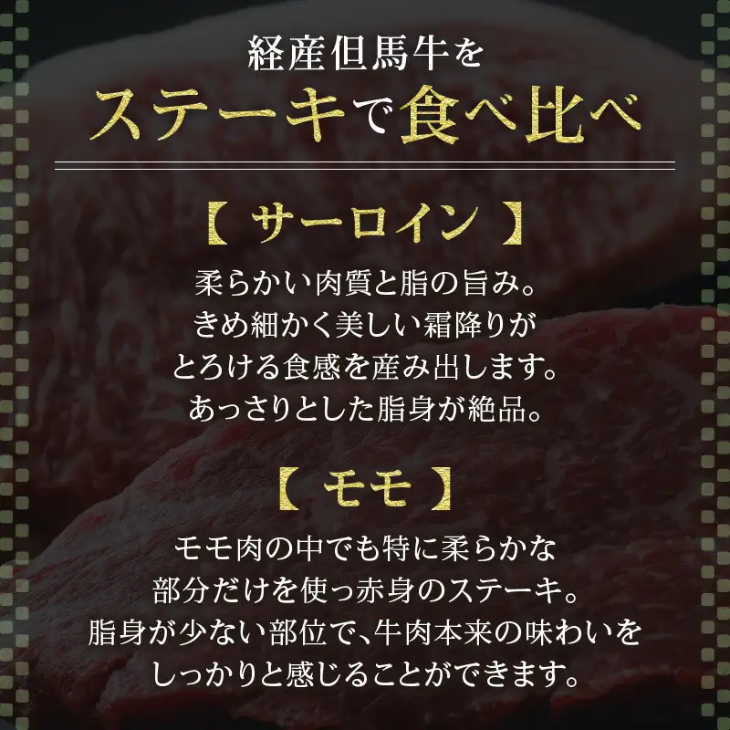 但馬牛 経産牛 ステーキ 食べ比べ サーロイン150g×2 モモ150g×2 合計4枚 600g 冷凍 牛肉  02-29