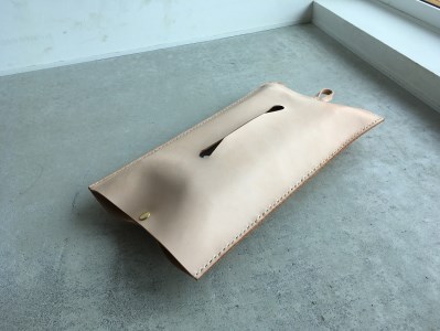 ティッシュカバー　レザー ヌメ革 ※素地※ 【 レザーカバー レザーグッズ 完全手縫い 】