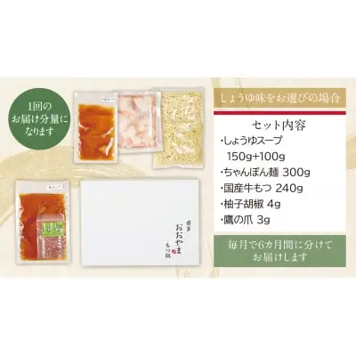 Z65-84 寄附額改定↓↓ 【定期便6ヶ月】博多もつ鍋おおやまもつ鍋しょうゆ味2人前 もつ鍋