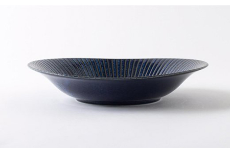 【美濃焼】古窯群青 軽量カレー皿4枚セット【陶土う庵】（3262-0115）（レンジ対応/食洗器対応）おしゃれ パスタ ディナー 和モダン シンプル 新生活 深皿 食器 器 うつわ 青 紺 ネイビー ブルー 送料無料 [MBY072]