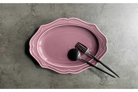 【美濃焼】fiorire-フィオリーレ- オーバルプレート 2枚セット（indigoblue×Burgundy）【Felice-フェリーチェ-藤田陶器】食器 楕円皿 パスタ皿 カレー皿 写真映え おしゃれ [MBX002]