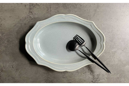 【美濃焼】fiorire-フィオリーレ- オーバルベーカー Lサイズ 2枚セット（indigoblue×iceblue）【Felice-フェリーチェ-藤田陶器】食器 楕円皿 パスタ皿 カレー皿 写真映え おしゃれ [MBX004]