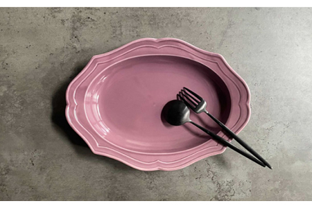 【美濃焼】fiorire-フィオリーレ- オーバルベーカー Lサイズ 2枚セット（indigoblue×Burgundy）【Felice-フェリーチェ-藤田陶器】食器 楕円皿 パスタ皿 カレー皿 写真映え おしゃれ [MBX005]