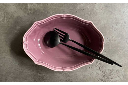 【美濃焼】fiorire-フィオリーレ- オーバルプレート×オーバルボウル 4点セット（indigoblue×Burgundy）【Felice-フェリーチェ-藤田陶器】食器 楕円皿 パスタ皿 サラダボウル 写真映え おしゃれ [MBX008]