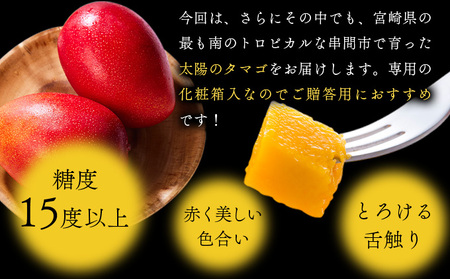 宮崎県串間市産 完熟マンゴー 太陽のタマゴ(2L×2個) 化粧箱入り_K008-028