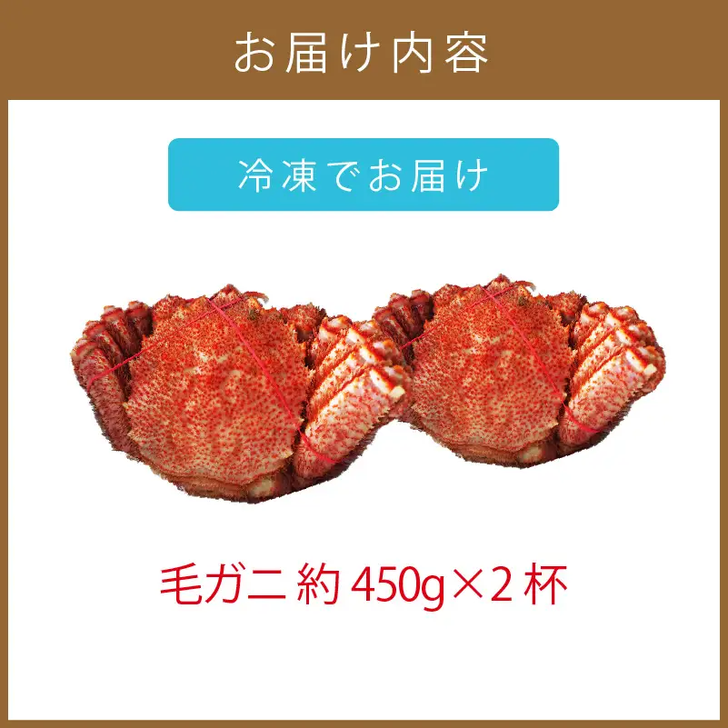オホーツク海産 浜茹で毛ガニ 約450g×2杯 ( 海鮮 かに カニ 蟹 毛ガニ ボイル 贈答 ギフト )【113-0021】