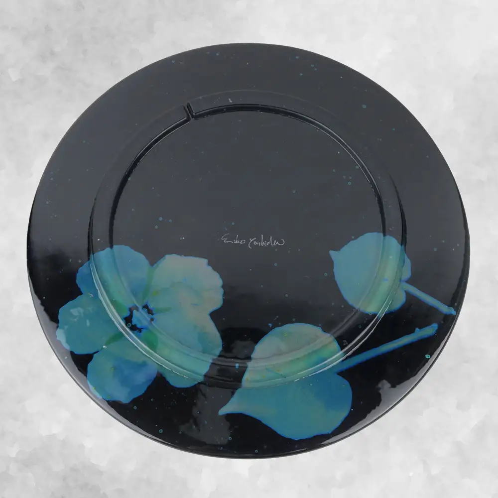 【つづるガラスアート】ゆうなの花　平丸皿－SUMI－　1枚