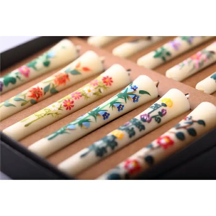 手描き四季の花ろうそく12本入【カーボン・オフセット対象】