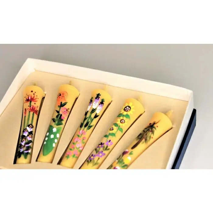 手描き花畑ろうそく8cm　5本入【カーボン・オフセット対象】