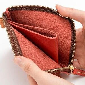栃木レザー使用｜やわらか本革Lジップミニ財布｜Lzip wallet small 02｜チョコ｜minca（全7色）
