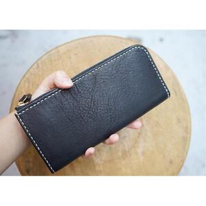 栃木レザー使用｜やわらか本革Lジップ長財布｜Lzip wallet 02｜キャメル｜minca（全7色）
