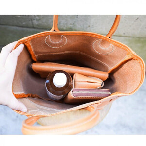 栃木レザー使用｜ソフトな手触り 本革 小さめトートバッグ｜Tote bag 03 S｜チョコ｜minca（全6色）
