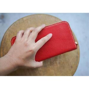 栃木レザー使用｜やわらか本革ラウンドジップ長財布｜Round zip wallet 02｜キャメル｜minca（全6色）