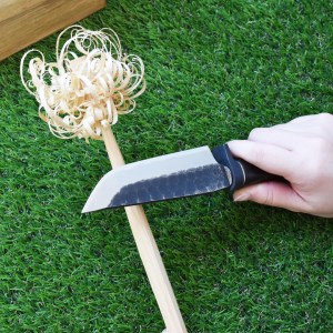 ［山人］ 薪割りに 槌目鉈ナイフ 牛革ケース入　キャンプ用品 アウトドア用品  鉈（ナタ） ナイフ【081S001】