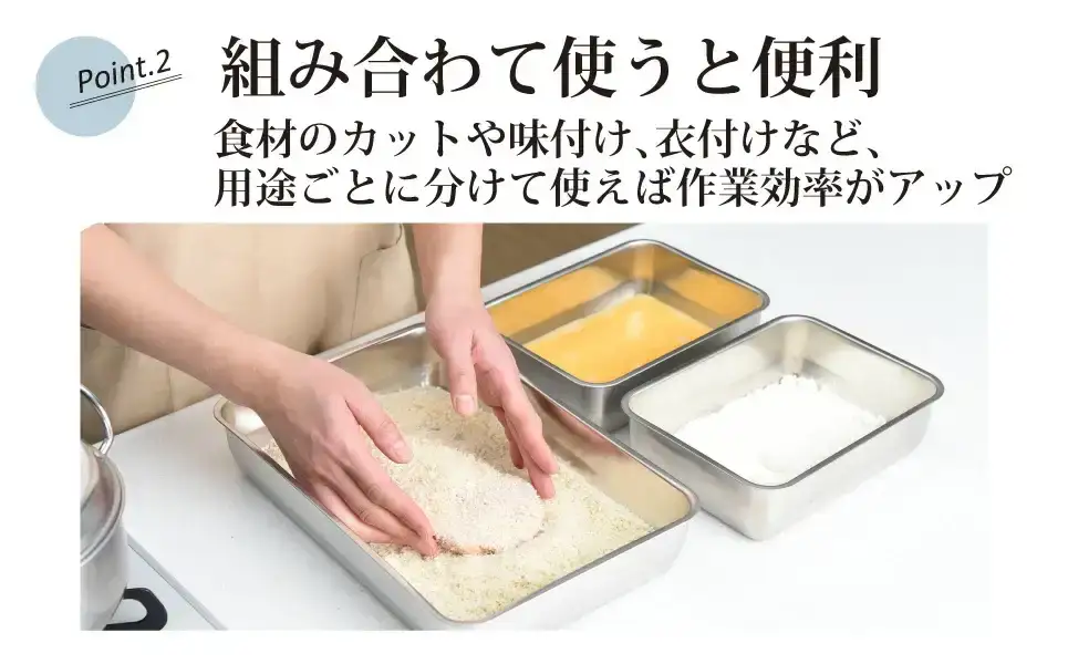お料理はかどる　蓋付き角バット お得なボリュームセット（角バット全サイズ各2個セット、ステンレスバット）  （1/1、1/2、1/3、1/4、1/2スリム　各2個入れ　計10点セット）【037S003】