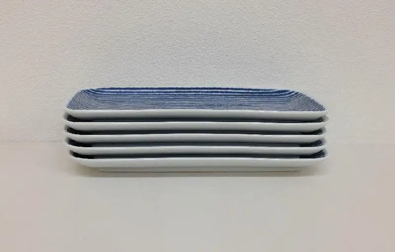 【AB401】【波佐見焼】２３.５×１２cm長角皿５枚組藍染駒筋 【西海陶器】 ５　32570