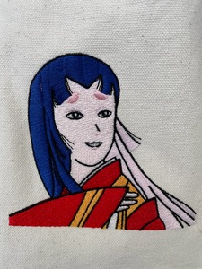 ヤマガタニューレトロ「玉虫姫」多色刺繍ロゴトートバッグ F21A-095