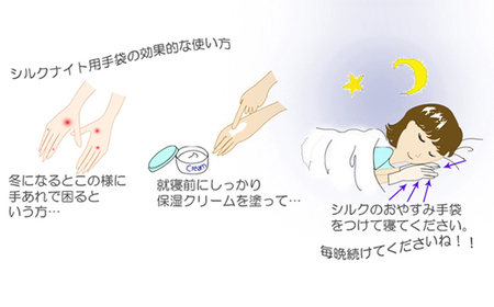 【S～Mサイズ】シルク手袋 2双組　絹 表糸シルク100％ おやすみ手袋 日本製 国産 奈良県産◇