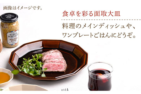 【波佐見焼】面取大皿 プレート ペアセット （ベージュ・アメ釉） 食器 陶器 【重山陶器】 [ZB26]  波佐見焼