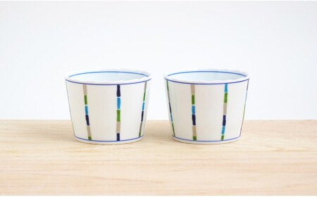 有田焼 irodori ライン そばちょこペア 【よう楽庵・たかす】よう楽庵・たかすオリジナル 器 うつわ そばちょこ 猪口 スープ コーヒー プレゼント ギフト A28-20