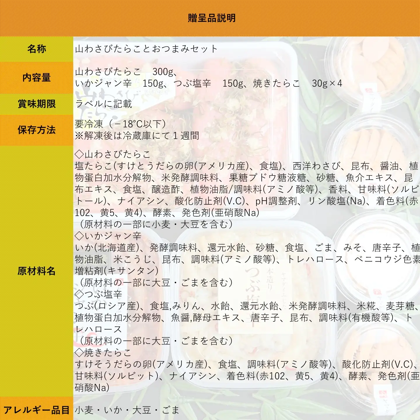 【FN】山わさびたらことおつまみセット
