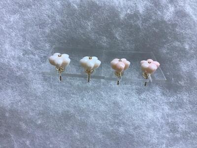 【サンゴ】桜ドロップ ピアス ヒメサンゴ