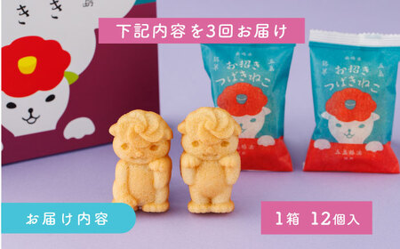 【3回定期便】ご当地キャラつばきねこ型マドレーヌ お招きつばきねこ 12個 五島市/観光ビルはたなか[PAX046]  焼き菓子 洋菓子 スイーツ ギフト 贈答