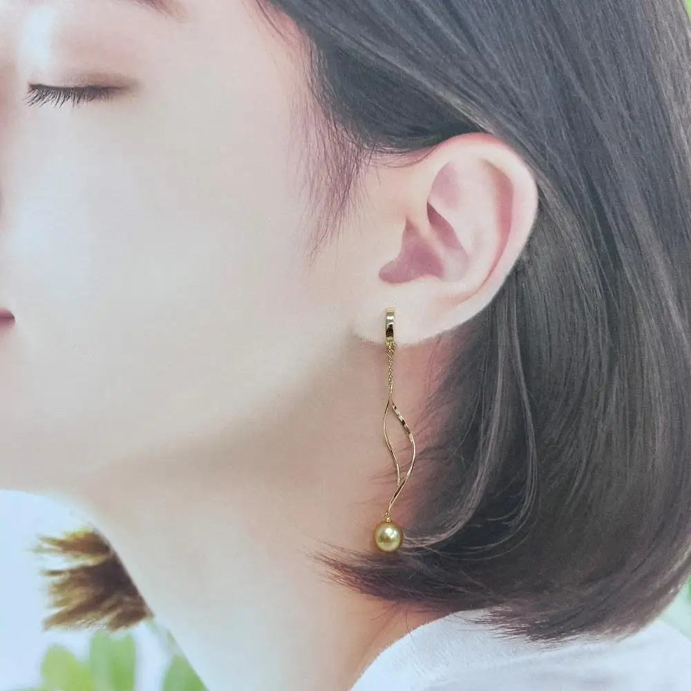 【奄美パール】白蝶真珠 7mm K18イエローゴールドイヤリング2469