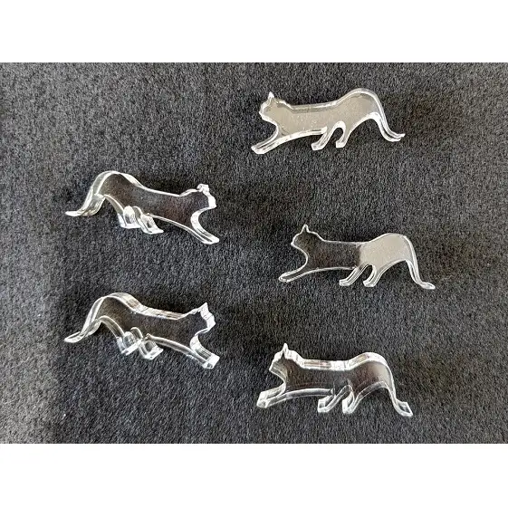 アクリル ネコ 箸置き 5コSET 雑貨 日用品 透明 猫 手作り 