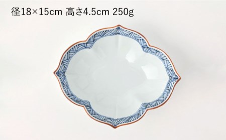 【波佐見焼】鉢 5枚セット 網代（あじろ）紋 花型木甲鉢 手描き 食器 皿 【福田陶器店】 [PA241]  波佐見焼
